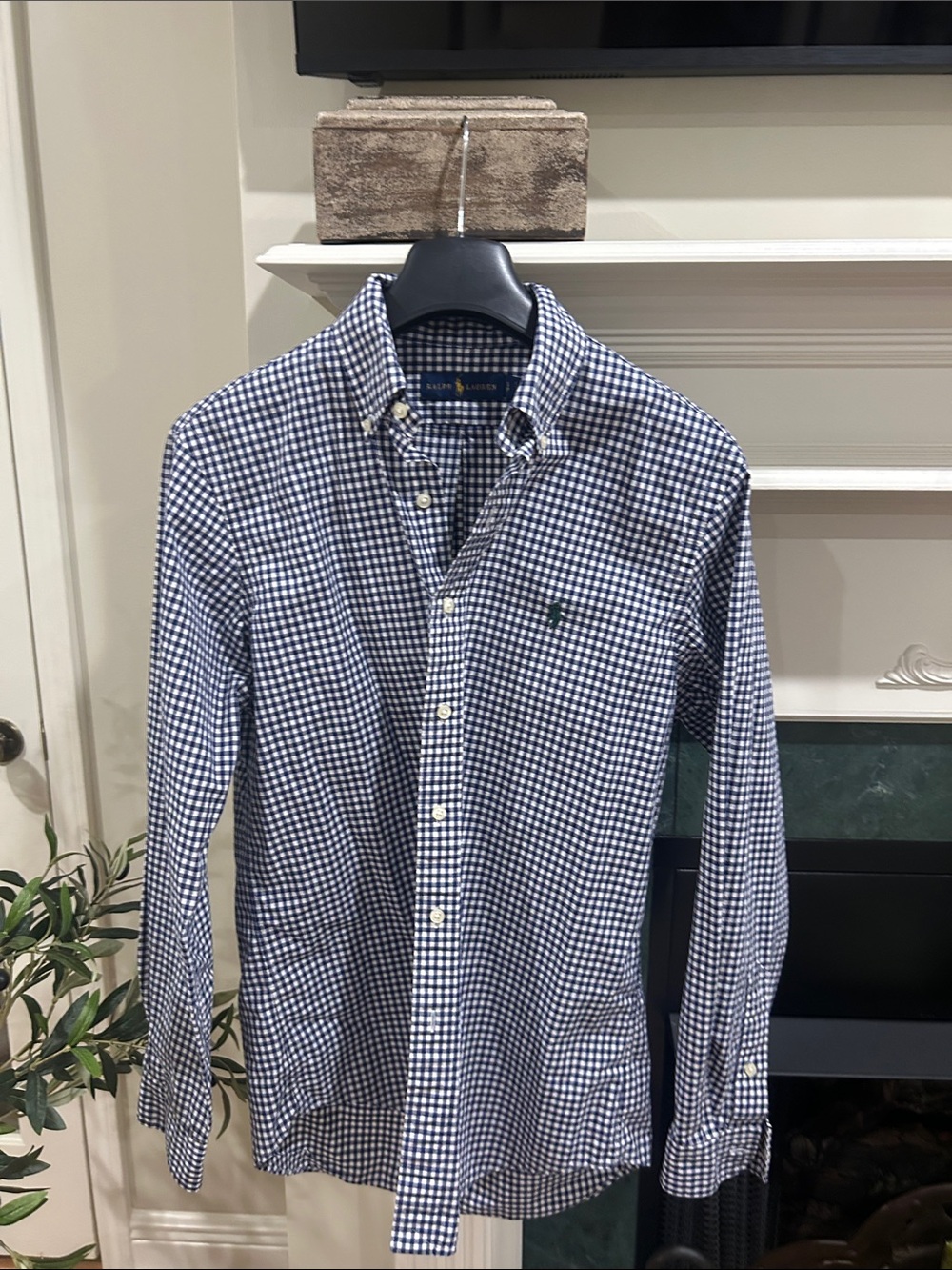 Ralph Lauren men’s Navy & White Gingham Button-Down Shirt